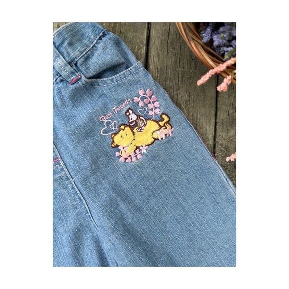Disney Baby Winnie The Poo Denim Jeans "Best Friends" Pigleg Straight Leg Cuffed - Picture 3 of 8